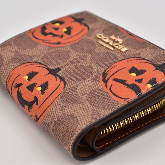 COACH Snap Wallet In Signature Canvas Halloween Pumpkin CCR19 2025 NEW NWT - Picture 7 of 16